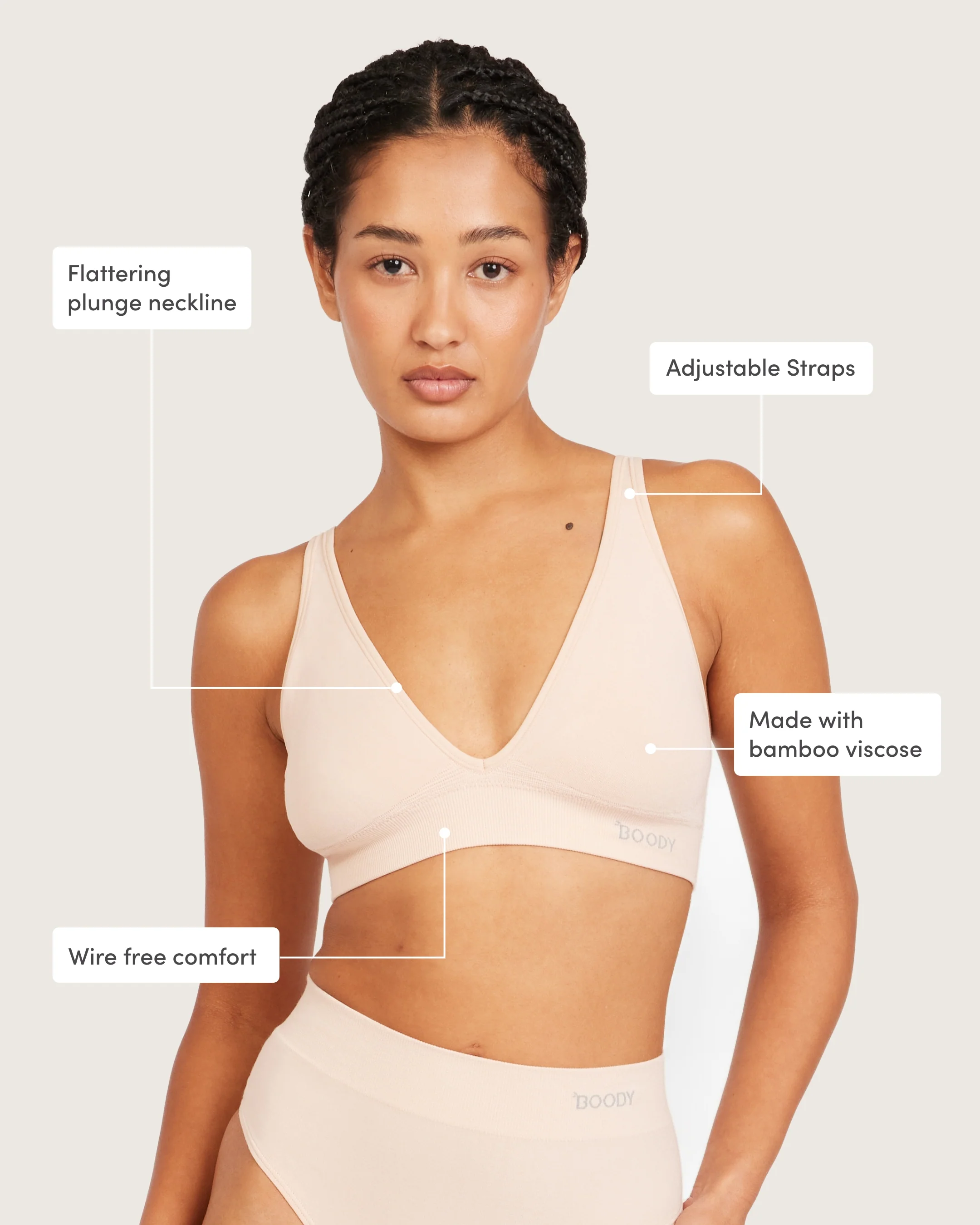 Wireless Plunge Bralette - Shell - Image 4