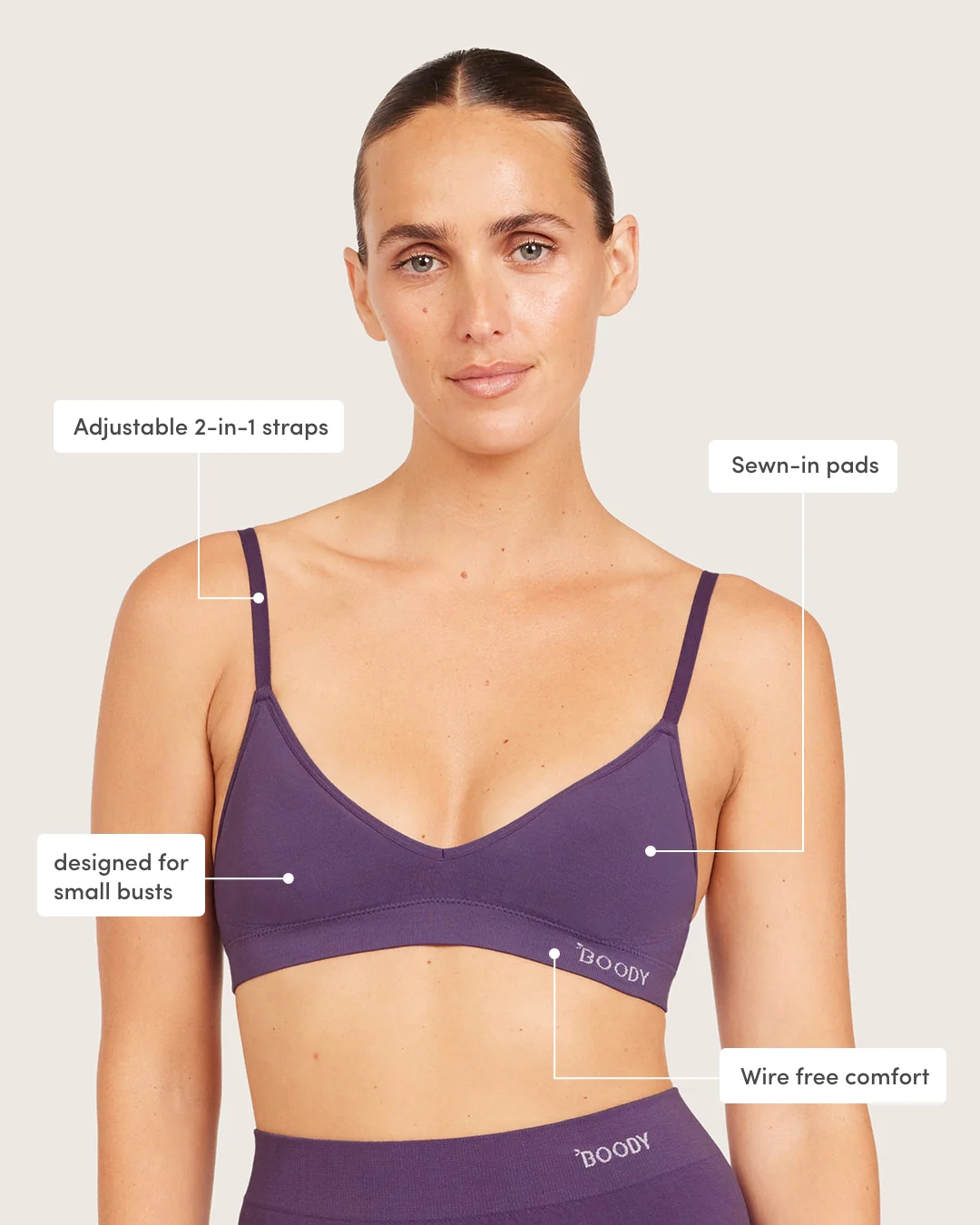 Wireless T-Shirt Bralette - Amethyst - Image 4