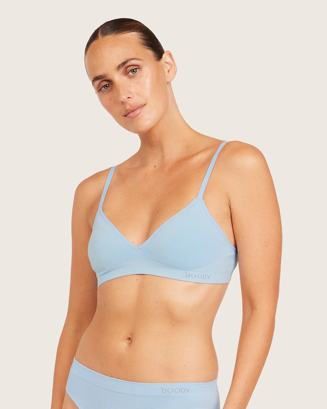 Wireless T-Shirt Bralette - Sky Blue - Image 3