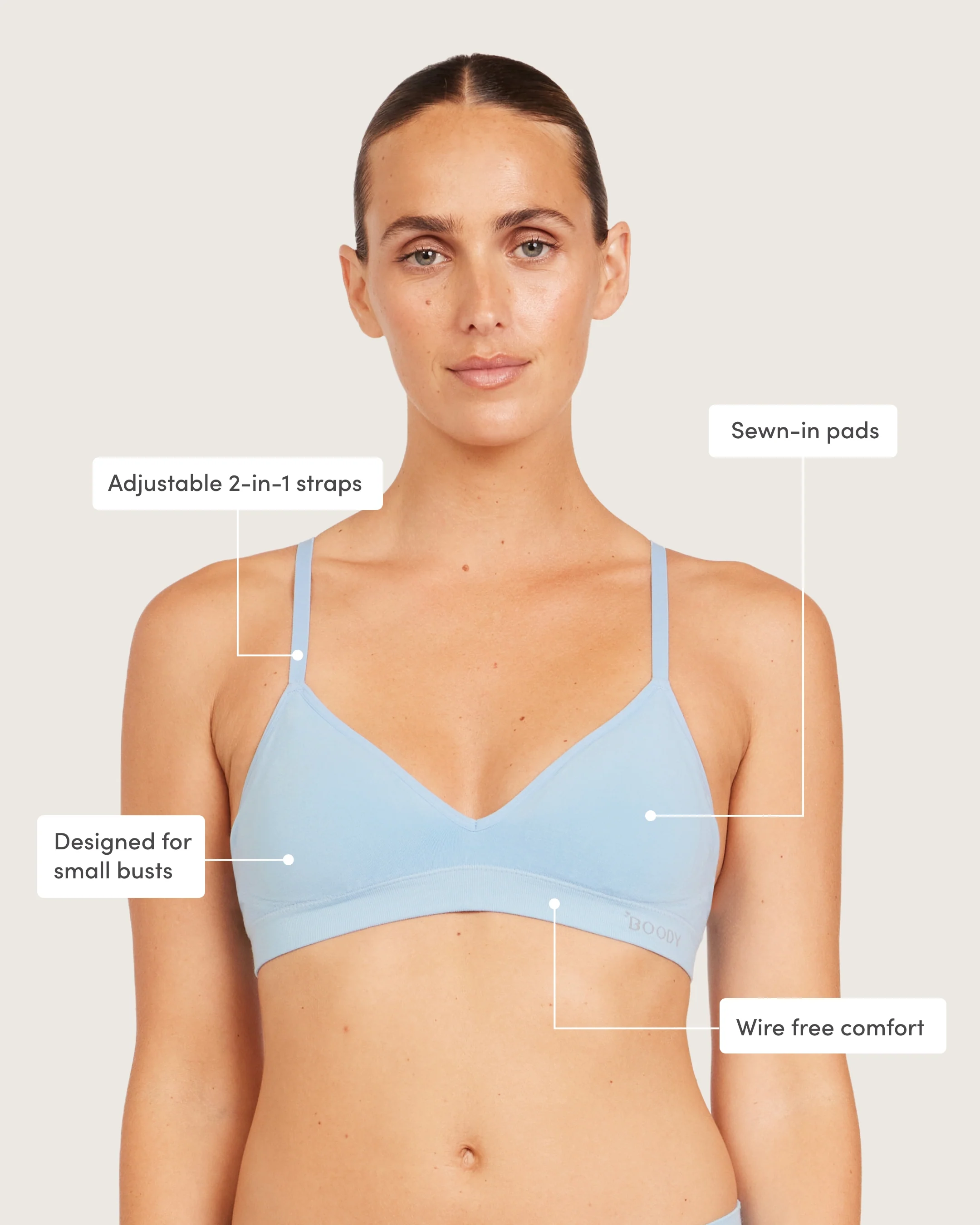 Wireless T-Shirt Bralette - Sky Blue - Image 4
