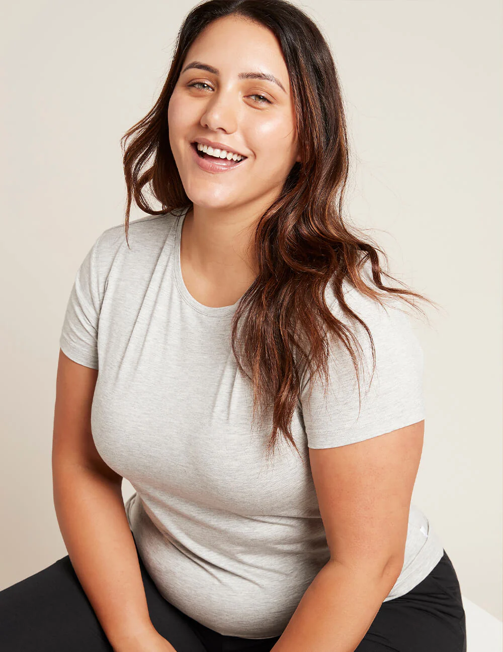Women's Base Layer Crew Neck T-Shirt - Light Grey Marl - Image 3